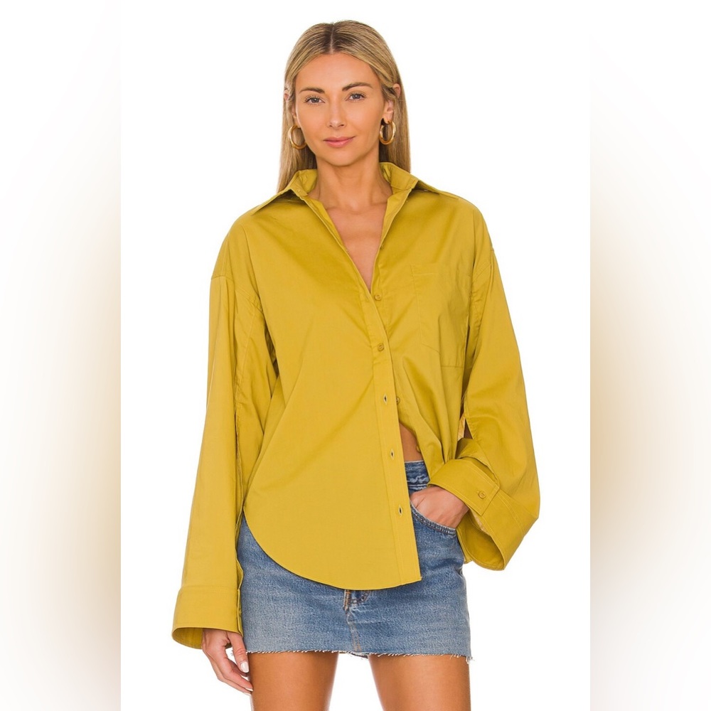 🛍️ L’Academie Eliora Button Down Top in Olive Green